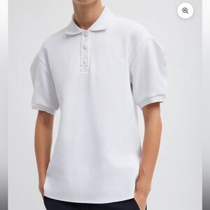 Tibi Luxe Pique Polo Shirt